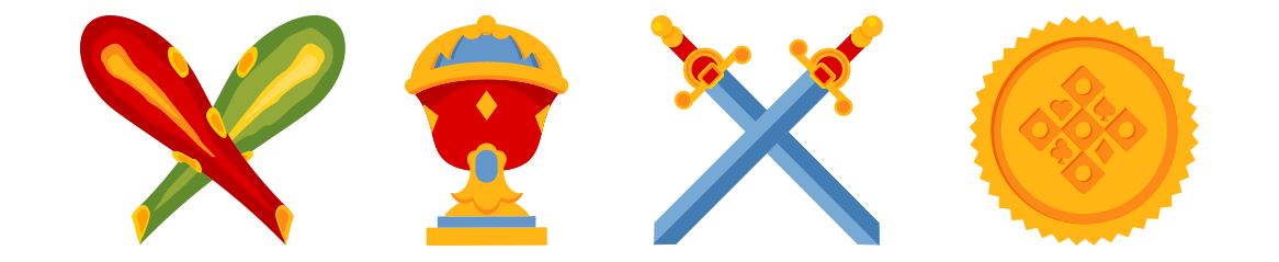 Naipes do baralho espanhol: paus, copas, espadas e ouros